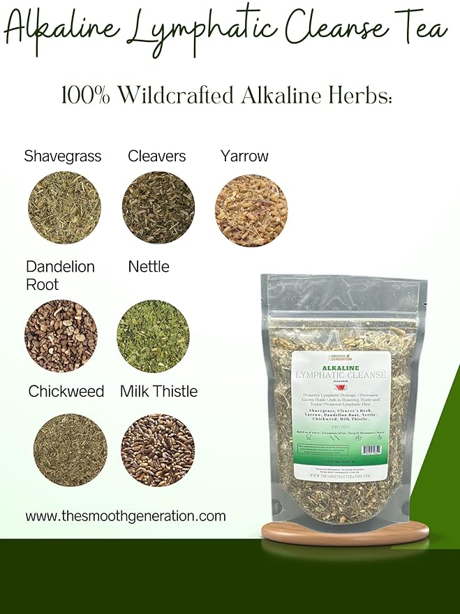 Alkaline Lymphatic Cleanse Tea, Herbal Blend for Detox and Drainage, 3 oz