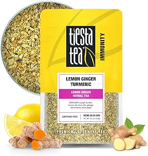 Tiesta Tea - Lemon Ginger Turmeric, Loose Leaf, Lemon Ginger Herbal Tea, Premium Blend, Non Caffeinated Herbal, Make Hot or Iced Brews Up to 25 Cups, 2.5 Ounce Resealable Pouch