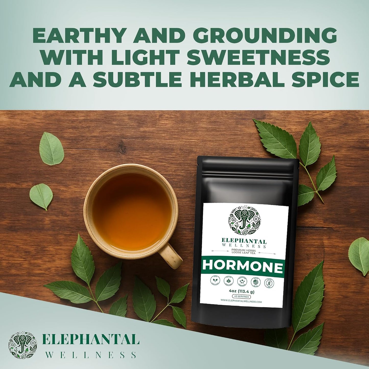 Hormone Support Herbal Tea for Women – Ashwagandha, Vitex, Dong Quai, Shatavari &amp; Raspberry Leaf – Supports Balance, Calm &amp; Daily Wellness – Caffeine-Free, Non-GMO Loose Leaf Tea, 4oz (40 Servings)