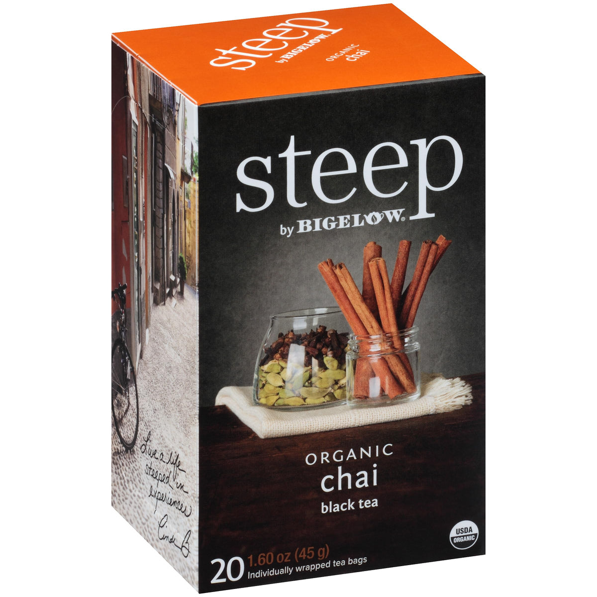 Bigelow Tea steep by Bigelow Organic Chai Black Tea, Caffeinated, 20 Count (Pack of 6), 120 Tea Total Bags