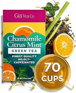 Gya Tea Co Chamomile Citrus Mint Loose Leaf Tea - 5.29 Oz 70 Cups - Rich in Peppermint, Lemongrass, Orange Peel for Rest & Throat Comfort - Refreshing, Delicious & Robust Flavor
