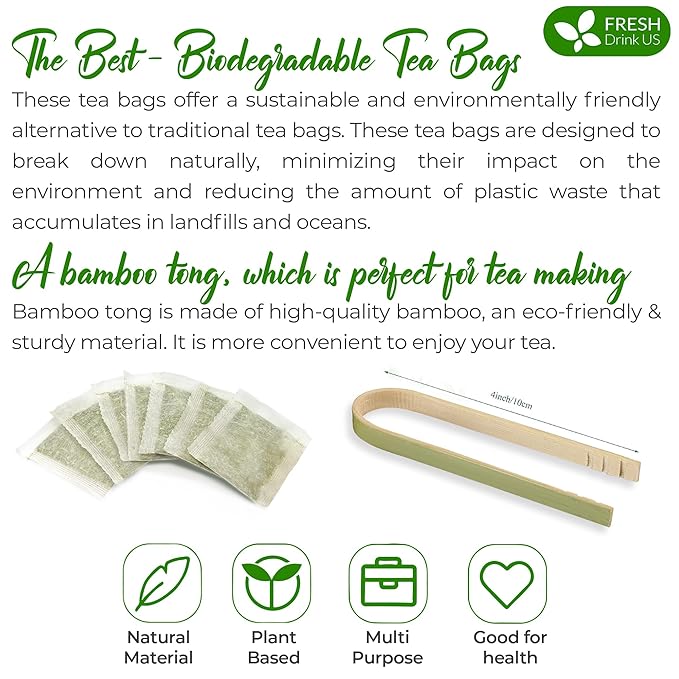 FreshDrinkUS, Premium 105 Bay Leaf Tea Bags, 100% Natural & Pure from Bay Leaves. Loose Leaf Bay Herbal Tea. Made with Natural Material Tea Bags