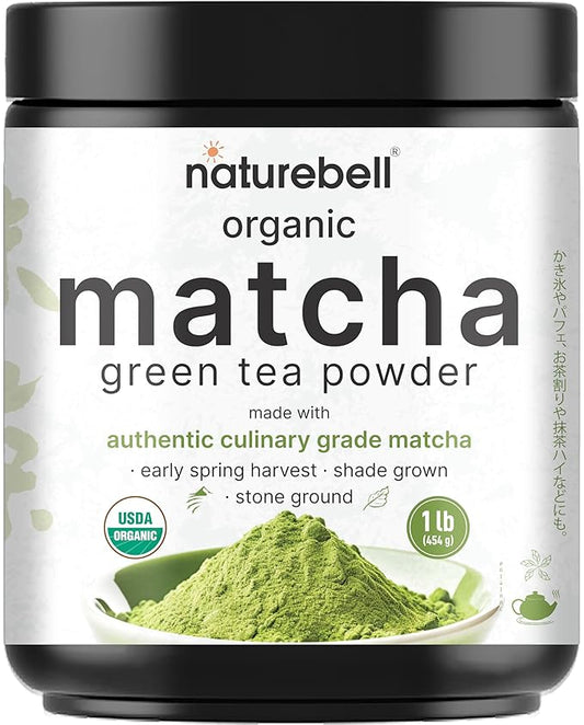 Organic Matcha Green Tea Powder, 1 Pound | Unsweetened with Zero Sugar, Culinary Grade, Potent Early Spring Leaf Harvest, Fine Stone Ground – Vegan, All Purpose, Great for Matcha Latte