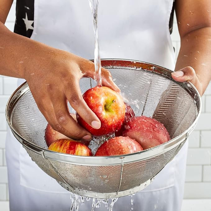Juvale Fine Mesh Strainer - Stainless Steel Rice Strainer - Ultra-Fine Pasta Colander & Quinoa Sifter