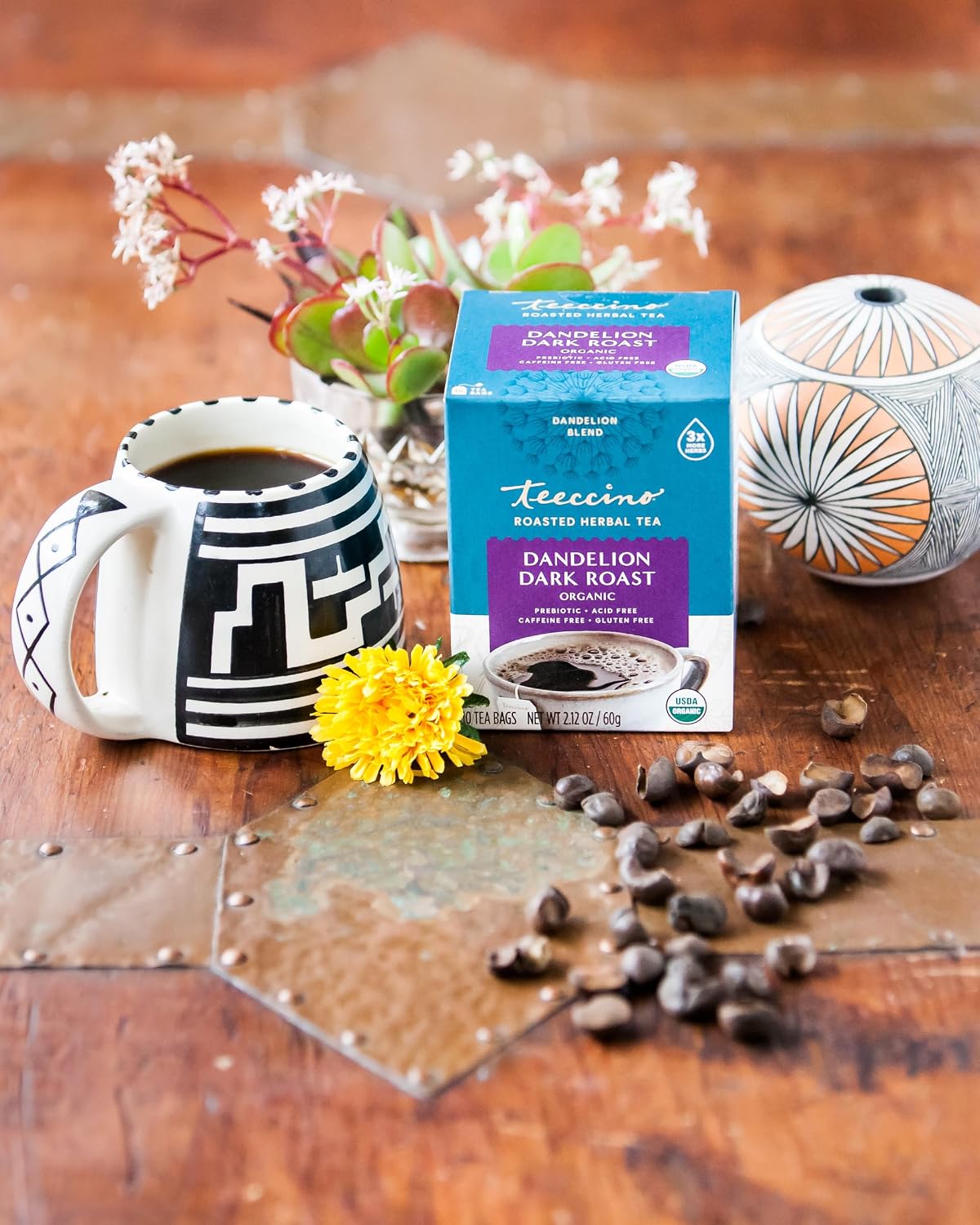 Teeccino, Tea Herbal Dandelion Dark Roast Organic, 10 Count