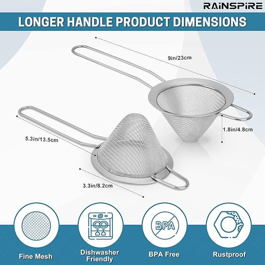 Upgraded 3.3" 304 Stainless Steel Fine Mesh Strainers for Kitchen, Cocktail Strainer Tea Coffee Juice Strainer Food Strainer Mini Sieve Strainer