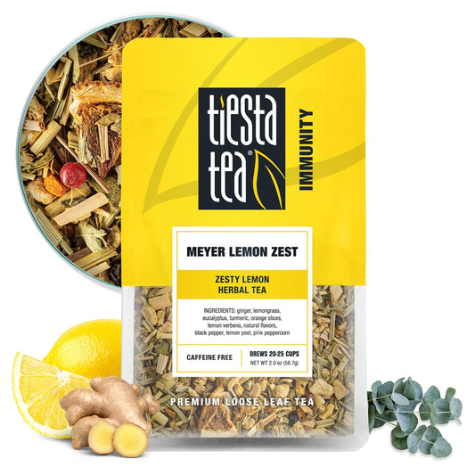 Tiesta Tea - Meyer Lemon Zest, Loose Leaf, Zesty Lemon Herbal Tea | Premium Caffeine-Free Blend, Makes Hot or Iced &amp; Up to 25 Cups, 2oz Resealable Pouch