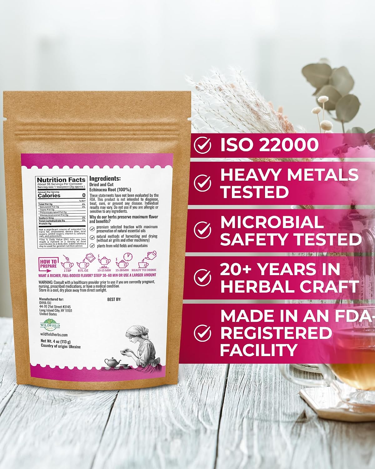 4 oz. Echinacea Root Herbal Tea (Echinacea Purpurea)