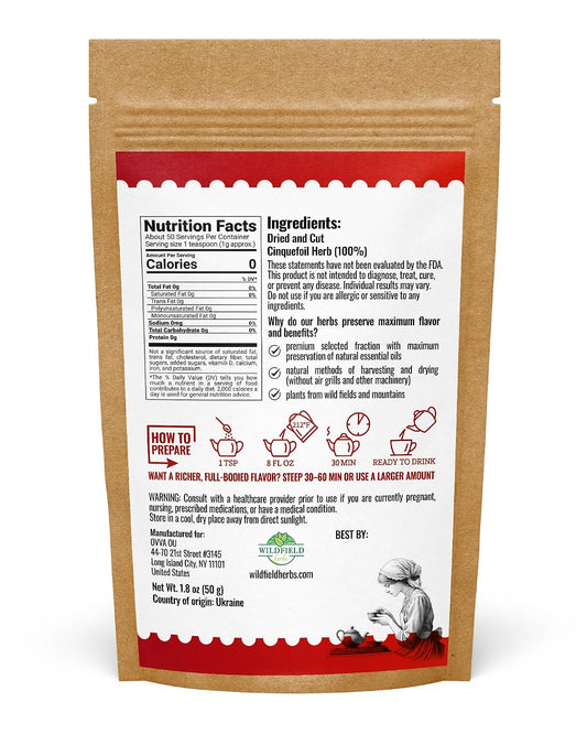 1.8 oz Cinquefoil Herb Dried Five Finger Grass Herb Potentilla Palustris Tea (Comarum Palustre L.) - 50g Sabelnik Herbal Tea