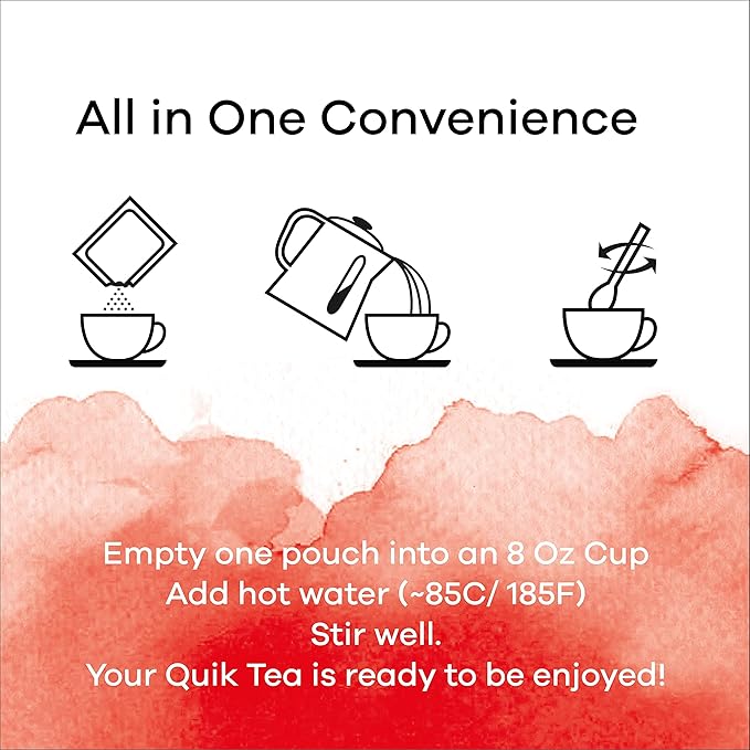 QuikTea Masala Chai Tea Latte – 10 Count, Bold Masala Flavor, Naturally Caffeine-Light, No Preservatives – Just Add Hot Water