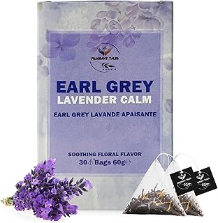 Earl Grey Lavender Ceylon Black Tea – 30 Pyramid Bags | Fragrant Tales | Exquisite Blend of Premium Ceylon Black Tea, Bergamot & Lavender | Aromatic, Smooth & Calming | 60g