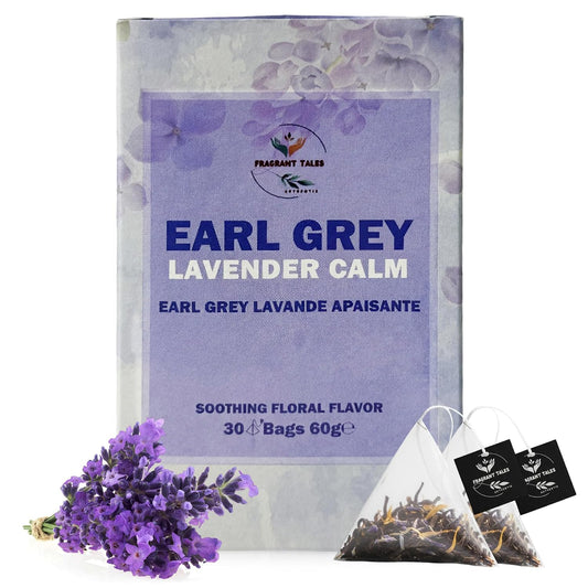 Earl Grey Lavender Ceylon Black Tea – 30 Pyramid Bags | Fragrant Tales | Exquisite Blend of Premium Ceylon Black Tea, Bergamot &amp; Lavender | Aromatic, Smooth &amp; Calming | 60g