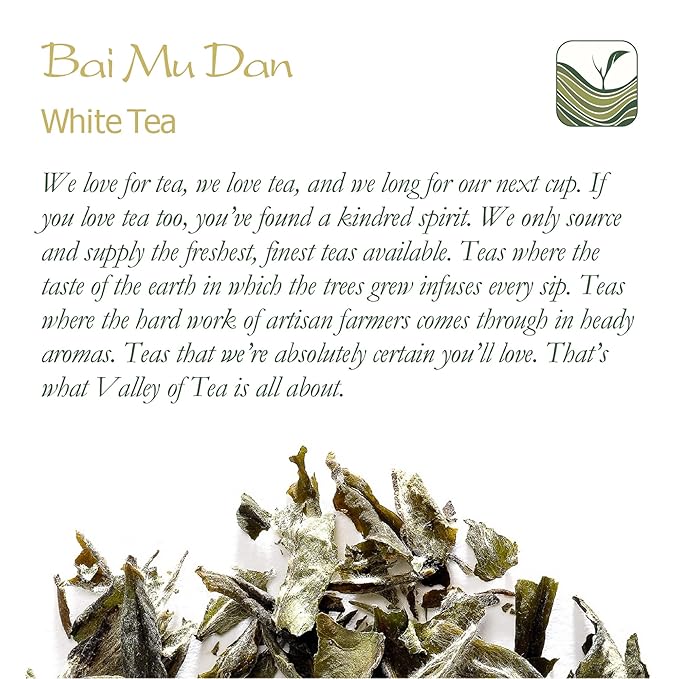 White Peony White Tea - Bai Mu Dan Chinese White Tea - Pai Mu Tan Loose Leaf Tea From China - Baimudan or Paimutan - White Tea Leaves Loose Leaf White Tea Peony Tea White Loose Leaf Tea