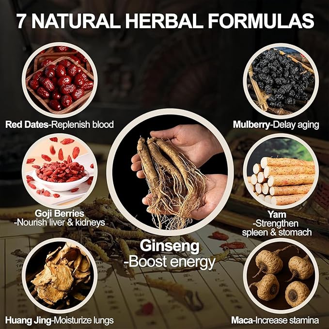 Ginseng Six Treasure Tea, Turmeric Kidney Tea Formula Ginseng Eight Treasure Tea, Natural Detox, Kidney Cleanse Beverage for Women & Men (1)