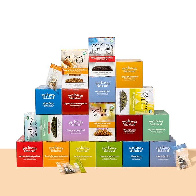 Two Leaves and a Bud Organic Assam Black Tea Bags, Whole Leaf Caffeinated Black Tea in Compostable Sachets, 15 Count (Pack of 1)