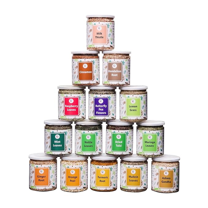 Assorted Loose Leaf Tea, 15 Delightful Herbs, Upto 900 Servings, 100% Raw & Natural, Add Health to your Soups, Smoothies, Teas and more