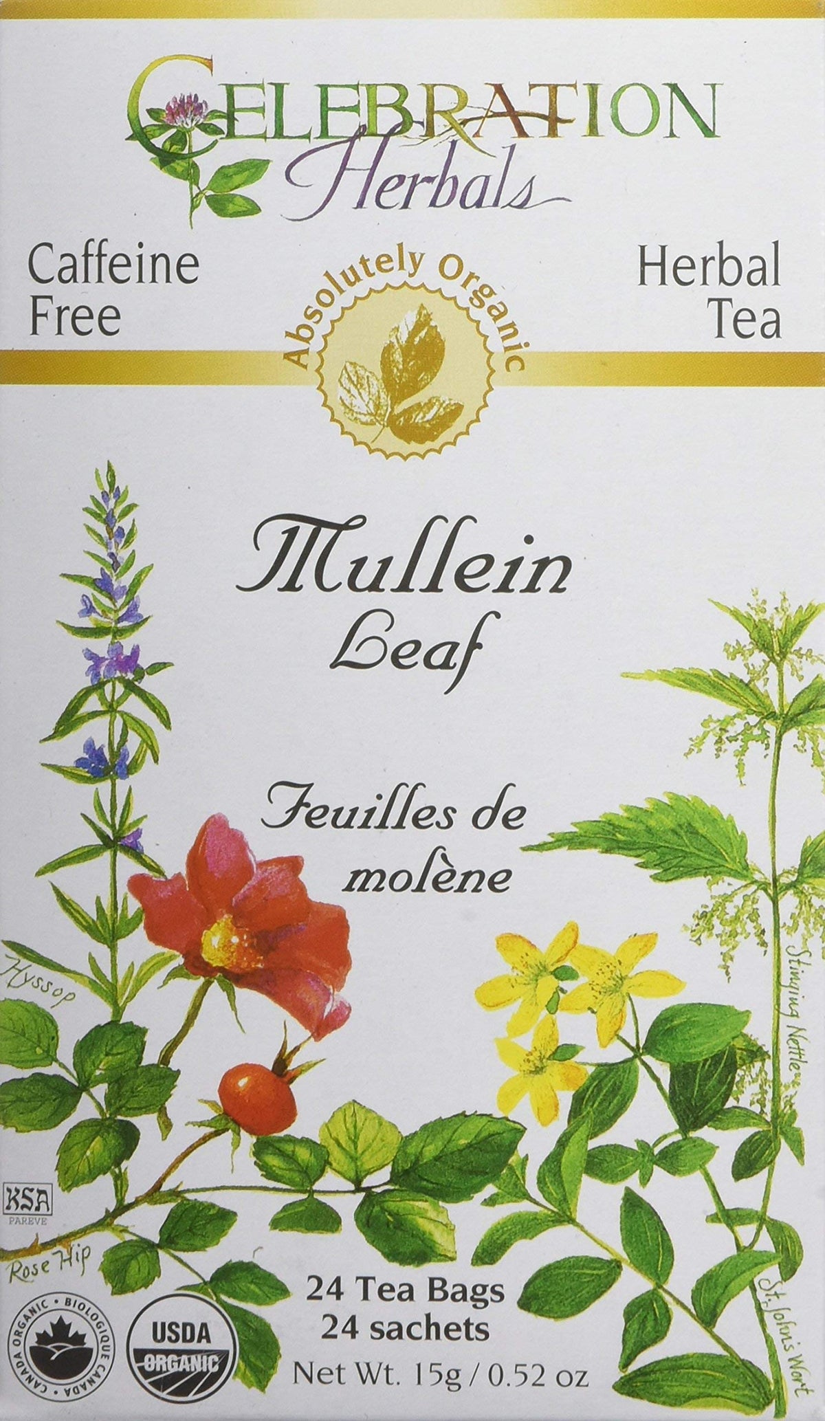 Celebration Herbals Organic Mullein Leaf Tea Bags 24 Count