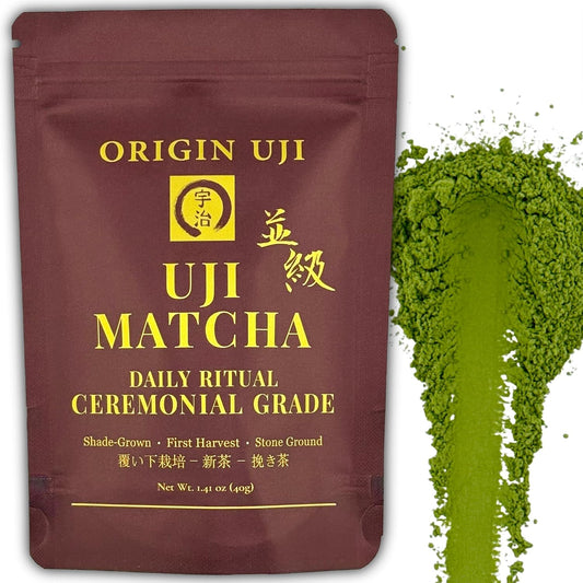 Origin Uji Daily Ritual Ceremonial Grade Matcha, Level 10 Tea Master Blend, First Harvest, Stone-Ground Japanese Green Tea from Uji, Kyoto, Japan
