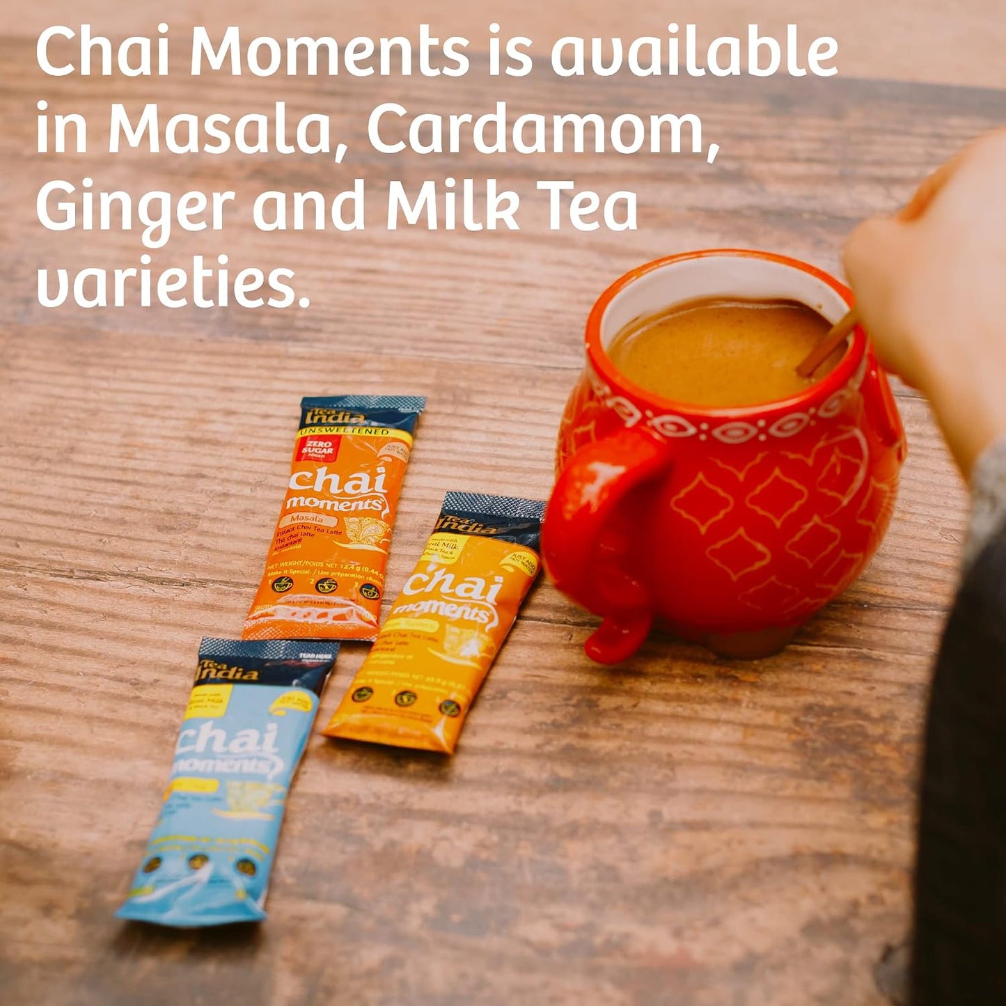 Tea India Chai Moments Milk Tea Instant Latte Powder, 10 Packets