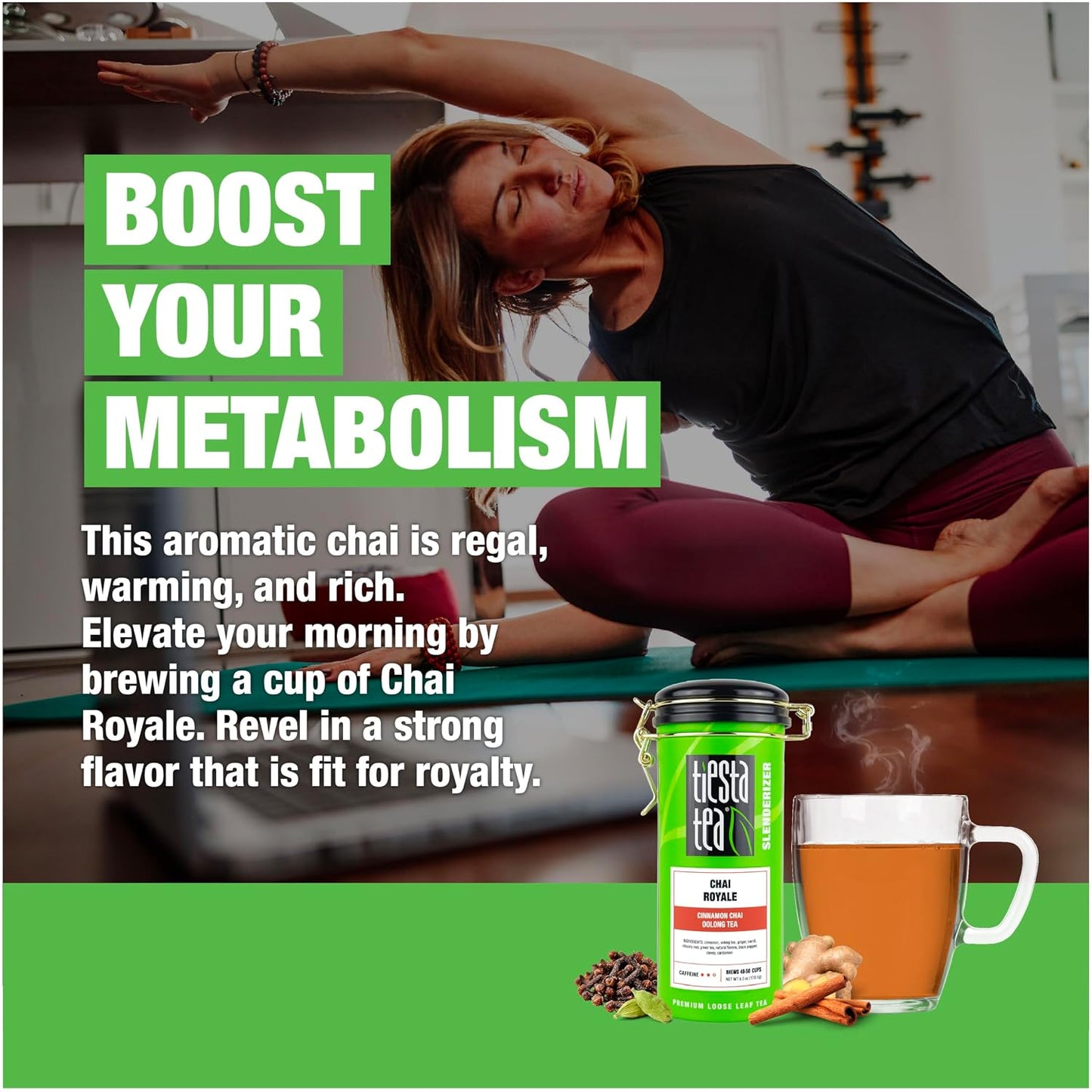 Tiesta Tea - Chai Royale Tea, Loose Leaf, Cinnamon Chai Oolong Tea | Premium Medium Caffeine Tea Blend, Make Hot or Iced &amp; Up to 50 Cups, 6 oz Refillable Tin