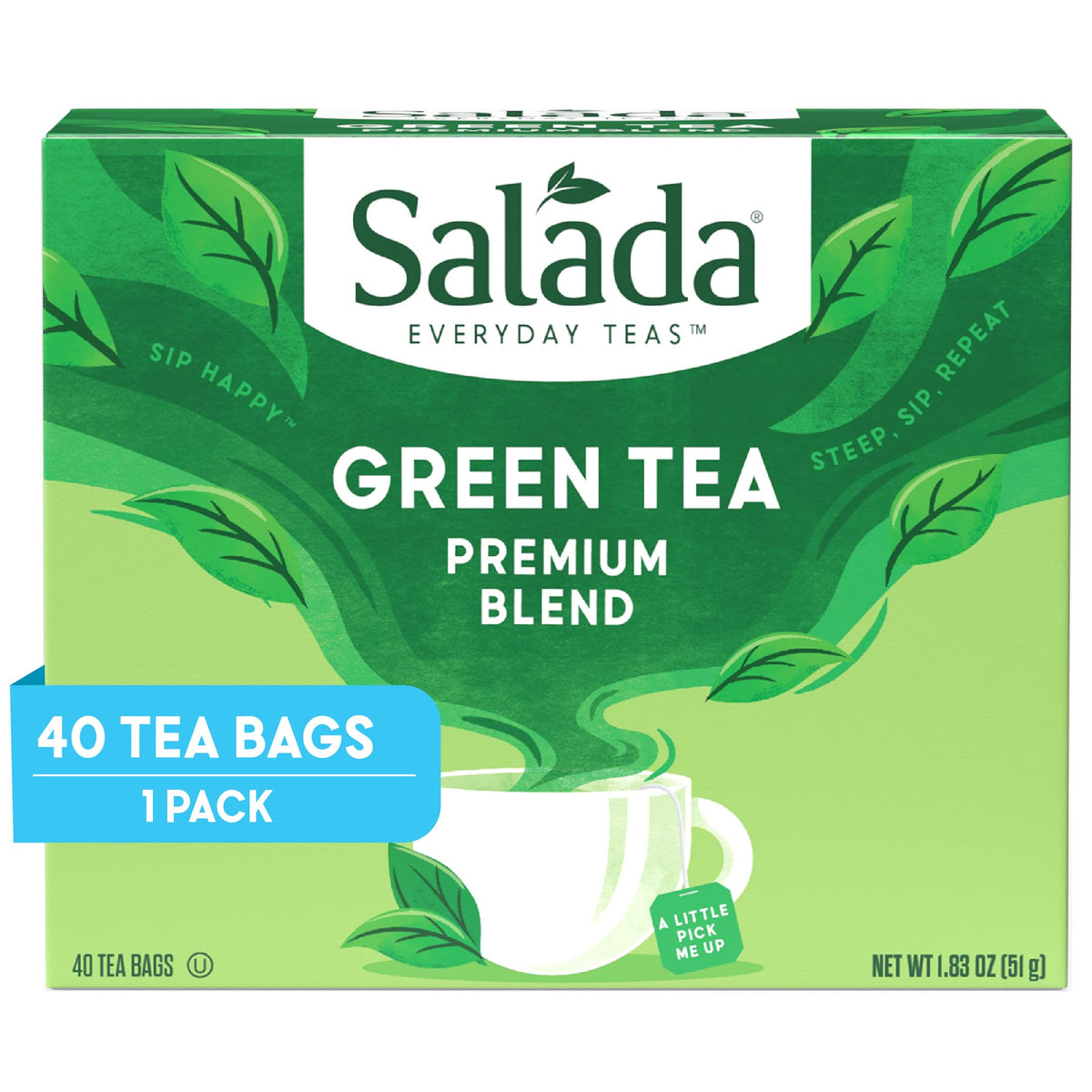 Salada Green Tea with 40 Individually Wrapped Tea Bags Contains Caffeine Brew Hot Naturally Flavored Rich in Antioxidants