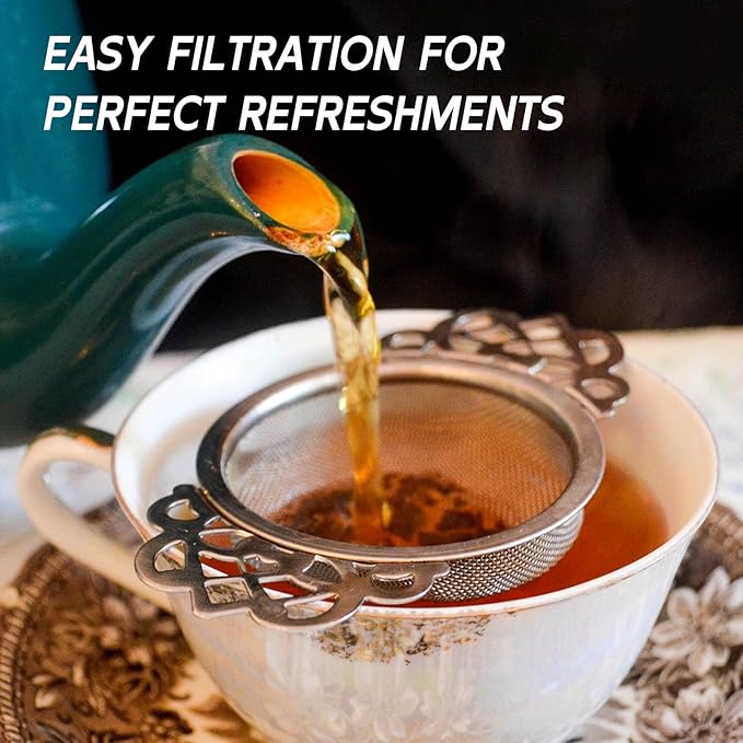 Tea Drain Strainer 304 Stainless Steel Loose Tea Infusers Strainers Mesh Tea Infuser Stainless Steel Loose Leaf Tea Filter with Handles for Loose Tea