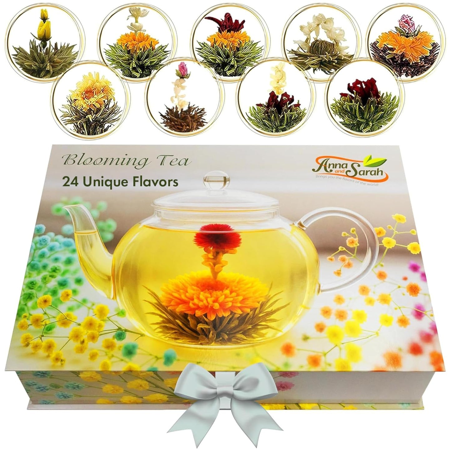 Blooming Tea & Edible Flower Infusions, Green Tea, 24 Unique Flavors Gift Set for Everyone – Natural