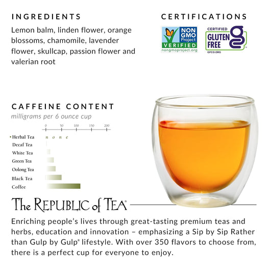 The Republic of Tea Chamomile Lemon Herbal Tea, Caffeine Free, 36 Count | Suitable for day or evening . Smooth and aroma