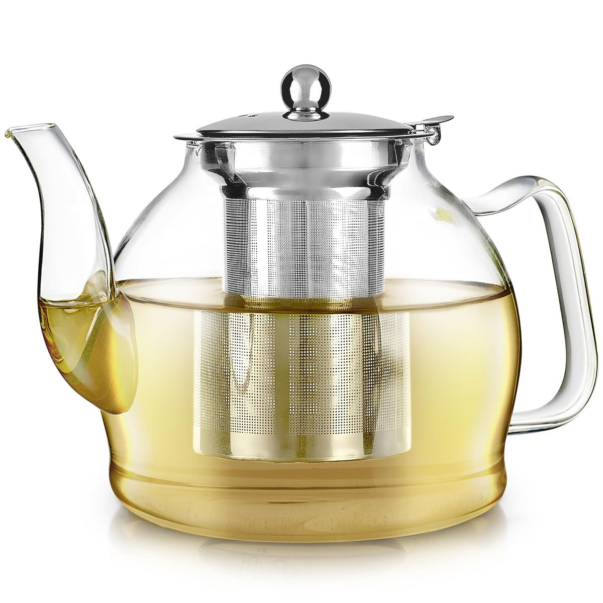 Teabloom Dublin Glass Teapot – Fine Borosilicate Glass – Stovetop and Microwave Safe – Removable Stainless Infuser – Ideal