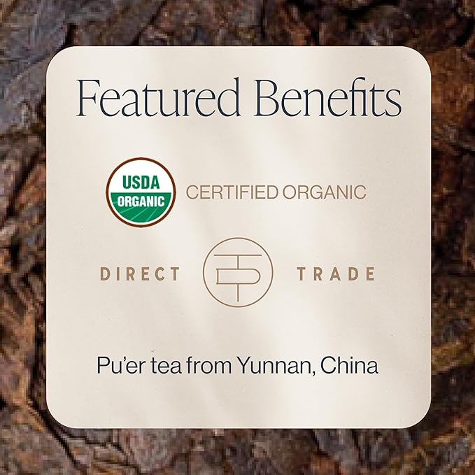 Rishi Tea Ancient Pu'er Tuo Cha Herbal Tea - Organic Direct Trade Loose Leaf, Medium Caffeine Aged Ripe Pu-erh for Digestion Support - 4 Ounces, 15 Servings