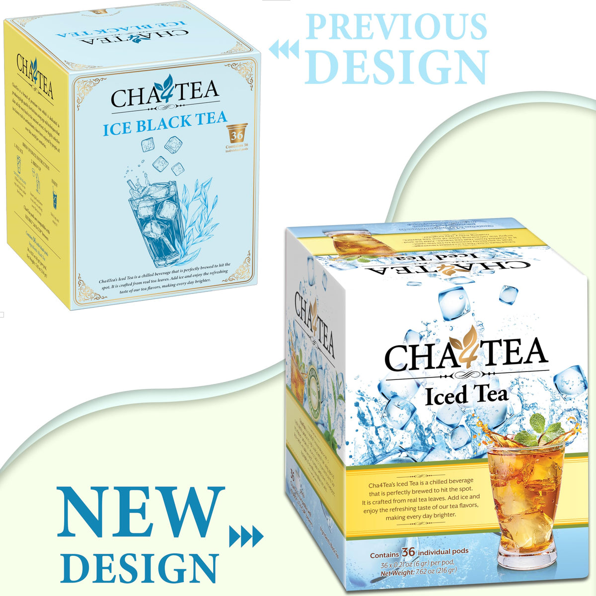 Cha4TEA 36-Count Premium Ice Black Tea Compatible with Keurig, Unsweetened