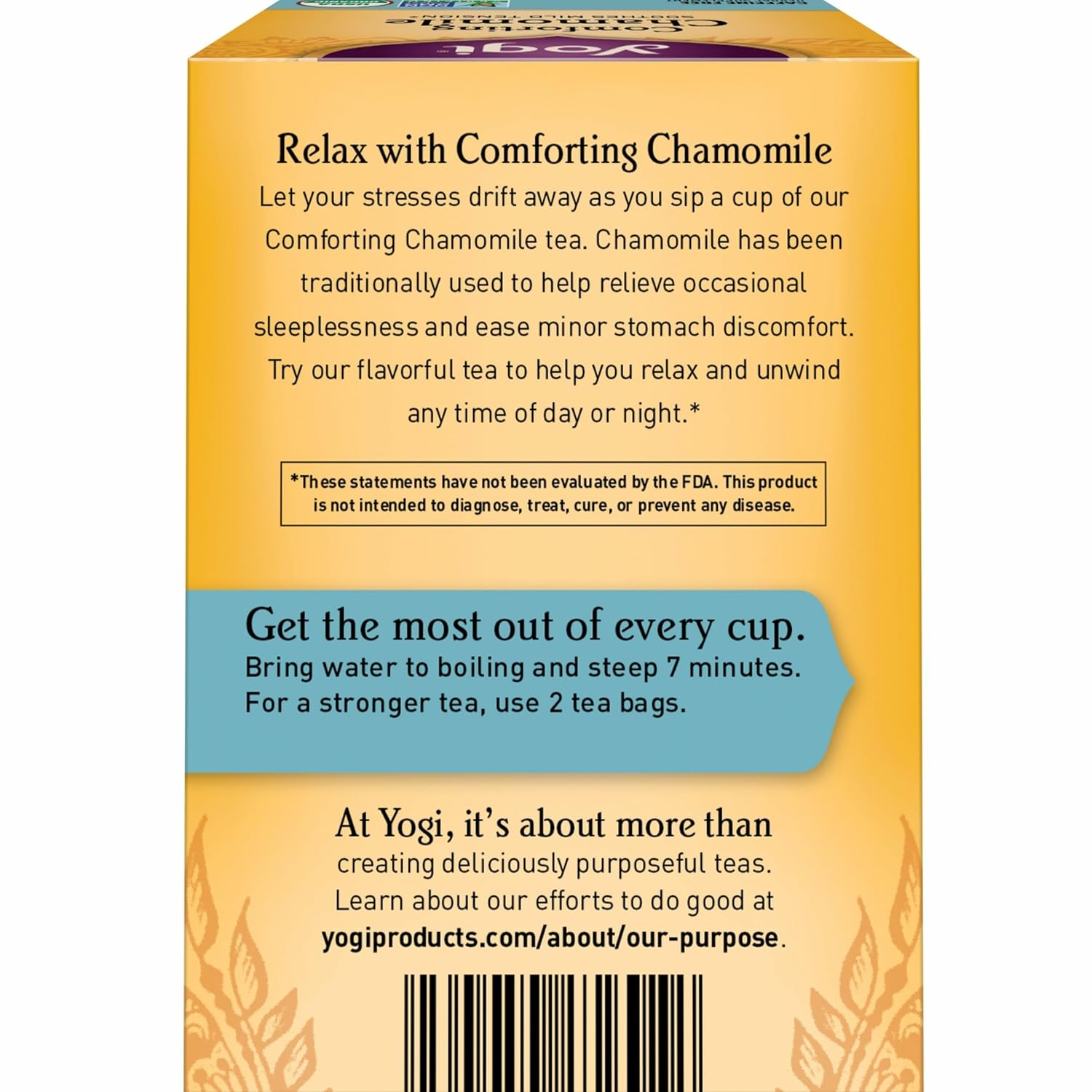 Yogi Tea Comforting Chamomile Tea - 16 Tea Bags per Pack (4 Packs) - Organic Chamomile Tea Bags - Supports a Good Night'