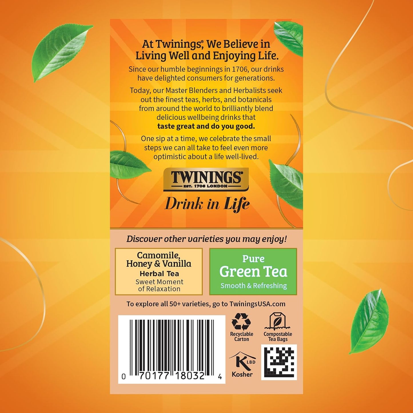 Twinings Pure Rooibos Red Herbal Caffeine-Free Tea Bags 20 CT Box (6 Pack) | Pure Redbush Leaves, Caramel Notes, Naturally Caffeine-Free, 120 Foil Lined Individually Wrapped Bags, Enjoy Hot or Iced