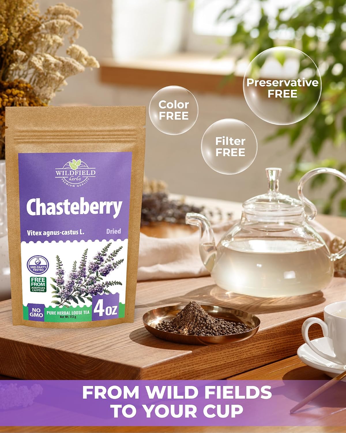 4 oz. Chaste Tree Berry Сhasteberry Tea Chaste Tree Berry Tea Herb (Vitex Agnus-Castus) - 113g Herbal Vitex Sauzgatillo