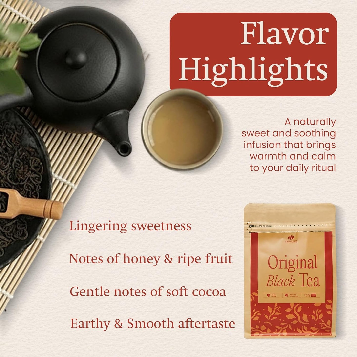 ANNHI TEA Original Black Tea - 24 Individually Wrapped Tea Bags, Loose Leaf, Smooth, Flavourful & Robust with Notes of Honey, Enjoy Hot or Iced, Natural Vietnamese Tea Pack