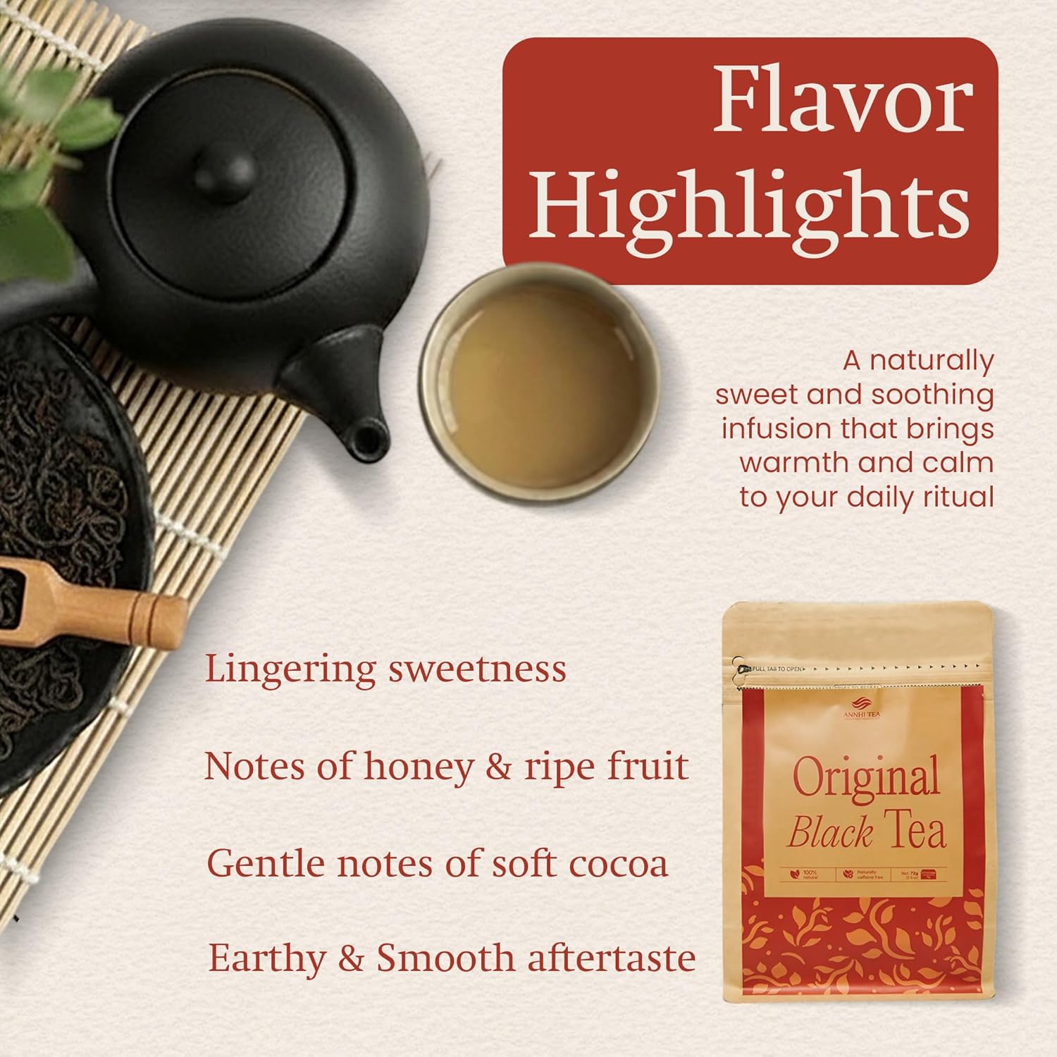 ANNHI TEA Original Black Tea - 24 Individually Wrapped Tea Bags, Loose Leaf, Smooth, Flavourful & Robust with Notes of Honey, Enjoy Hot or Iced, Natural Vietnamese Tea Pack