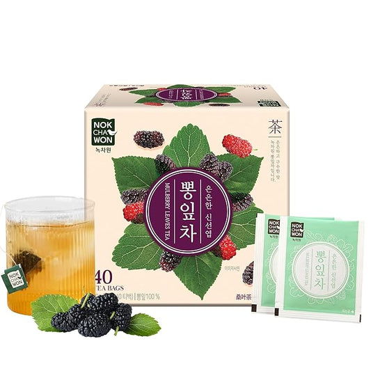 [Nokchawon] Mulberry Leaf Teabags – Naturally Caffeine-Free Mulberry Herbal Tea, 40 Tea Bags, 48g (1.69oz)