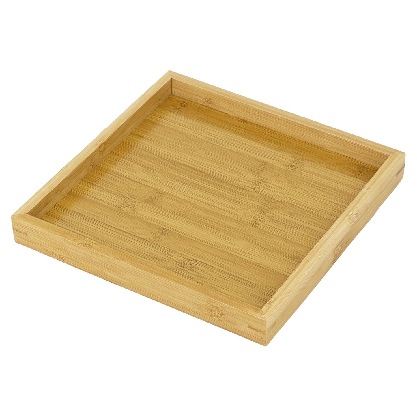 Bam & Boo Natural Bamboo Serving Tray Modern Square (Bamboo, 9.75” x 9.75" x 1.2") for Food, Drinks, Decor, Vanity in Home, Kitchen, Bathroom