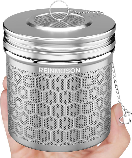 Extra Large Tea Infuser for Loose Tea &amp; Spice Ball for Cooking | 304 Stainless Steel Tea Strainer Fine Mesh Large Tea Ball 3.2” x 3” Loose Leaf Tea Steeper for Teapot Pitcher Kettle