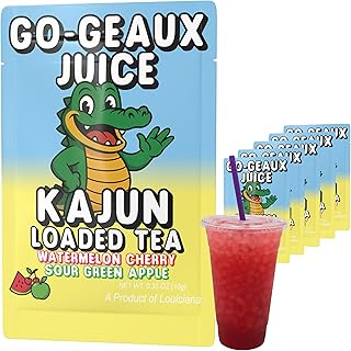 Kajun Loaded Tea – Go-Geaux Juice | Watermelon + Cherry + Sour Green Apple Flavor | Sugar Free Energy Tea Powder | 250mg Green Tea Caffeine | Zero Calories | Keto Friendly