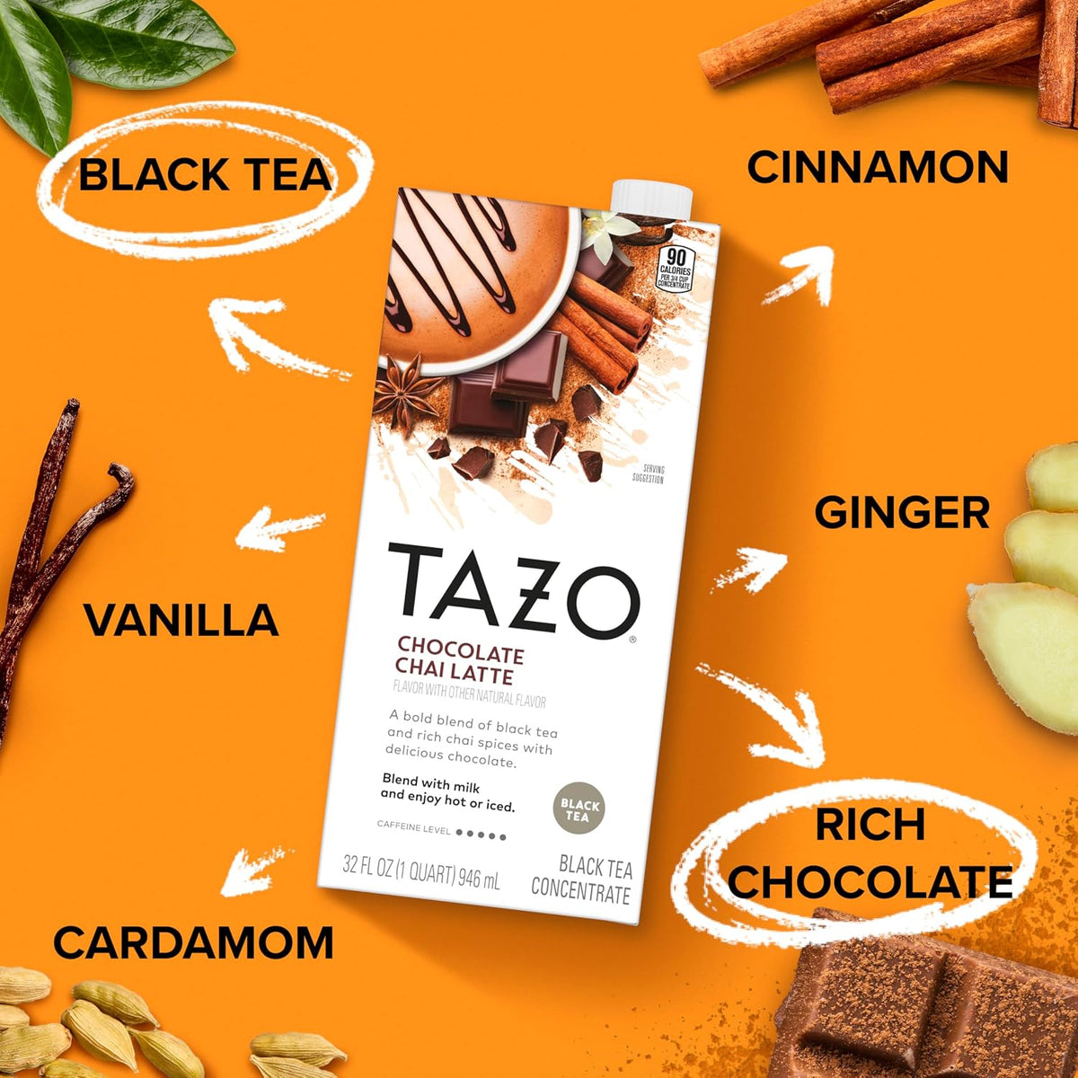 TAZO Chocolate Chai Latte Concentrate, 32 fl oz (Pack of 2)