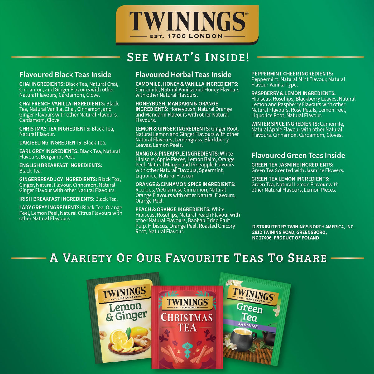 Twinings Tea Advent Calendar Gift Set, 24-Day Holiday Sampler with Black, Green & Herbal Teas, Christmas Countdown Box for