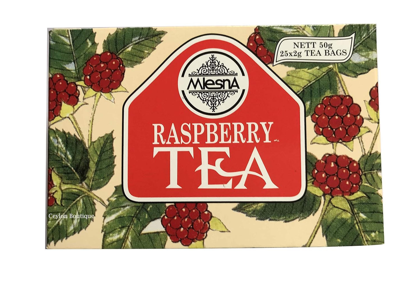Mlesna Raspberry Ceylon Tea in 25 Tea Bags