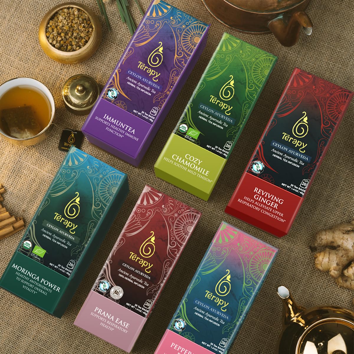 TERAPY Ceylon PMS Balance Tea for Women - Period Tea for PMS Relief, Menstrual Cycle and PCOS, Herbal Blend with Shatavari, Red Hibiscus, Cumin &amp; More - No Artificial Additives - 20 Teabags, 1 Pack
