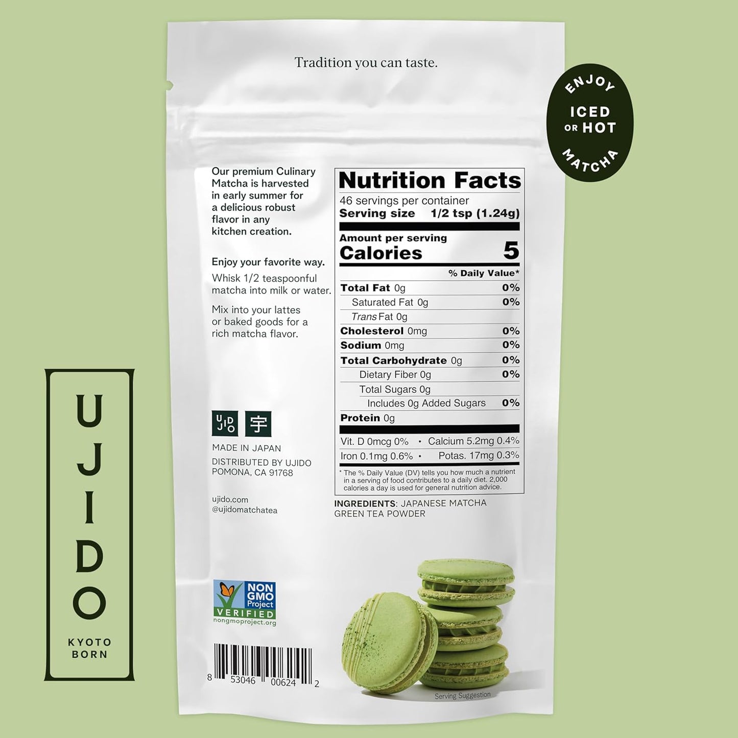 Ujido Summer Harvest Culinary Matcha, 2 oz., 46 Servings – Culinary Grade Japanese Matcha Powder – Gluten Free & Keto Friendly – Smooth, Mellow Flavor – for Teas, Lattes, Cooking, & Baking