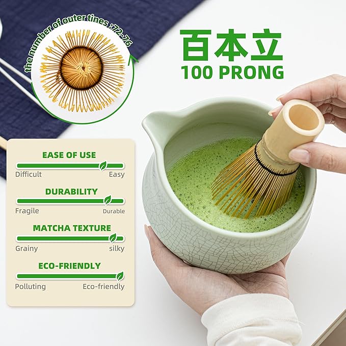 Teanagoo Matcha Whisk Set Green,7 Pcs Matcha Set,Matcha Starter Kit for Ceremony,Matcha Tea Set for Making Breakfast/Latte