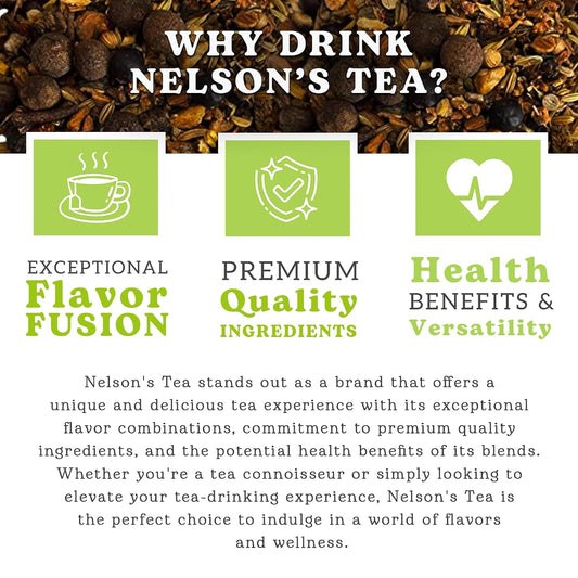 Nelson's Tea A &amp; J's Root Beer Sarsaparilla Loose Leaf Tea, 16 oz | Herbal • Burdock • Birch Bark • Dandelion • Caffeine Free • Tea • Root Beer • Sarsaparilla Root Tea