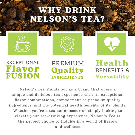 Nelson's Tea AandJ's Root Beer Sarsaparilla Loose Leaf Harmonious Tea, 2 oz | Herbal Burdock Birch Bark Dandelion • Caffeine Free • Tea • Root Beer • Sarsaparilla Root Tea • AandJ's Root Beer