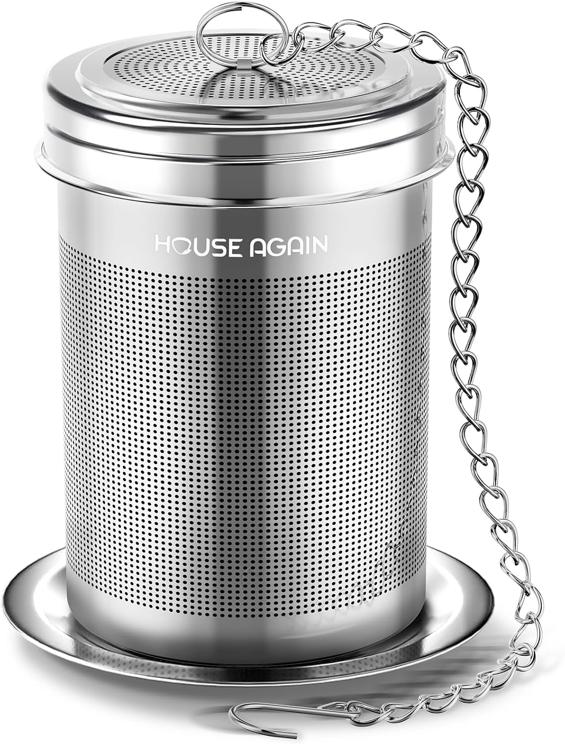 HOUSE AGAIN Tea Infuser, Extra Fine Mesh Tea Strainers for Loose Tea, 18/8 Stainless Steel Tea Strainer with Extended Chain Hook, Tea Steeper for Brew Tea, Spices &amp; Seasonings for Single Cup, 1 Pack