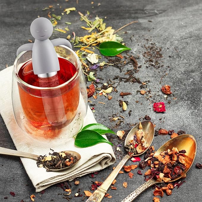 Hicarer 2 Pieces Tea Infuser for Loose Tea Cute Fine Mesh Tea Strainer Stainless Steel Tea Filter Ball Tea Diffuser Steeper for Teacups Teapots (Gray